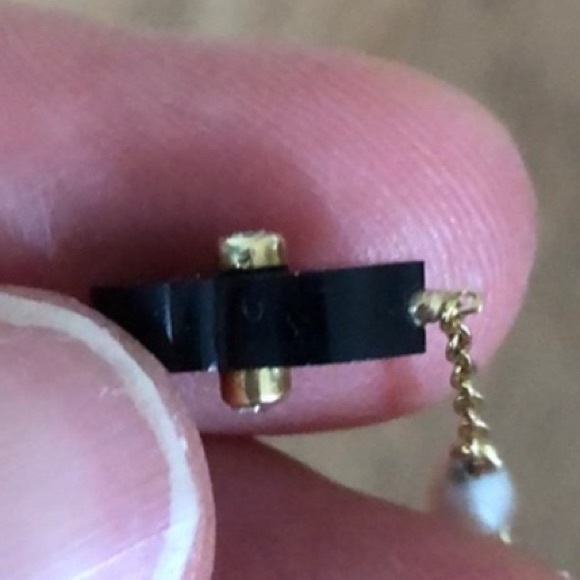 14K Gold + Black Onyx w/ double-sided Diamonds on stationed Pearl chain bracelet - Picture 5 of 14